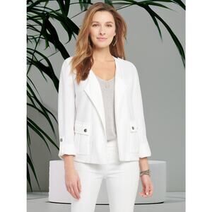 (50% OFF) NWT NIC+ZOE In Flight Lapel Studded Button White Jacket S MSRP $150